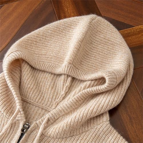Men's Cashmere Knit Cardigan Sweater Hooded Long Sleeve Zipper Fall Winter Casual Outdoor Outerwear4