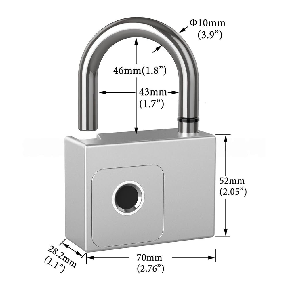 Tuya Padlock Schnelle Identifikation Entsperren Fingerabdrucksensor Wasserdicht USB-Ladung Hohe Qualität mit 2 Ersatzschlüsseln