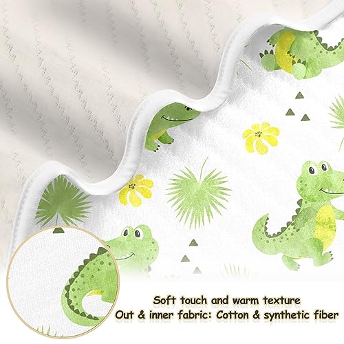 Image of Swaddle Blanket Crocodiles Alligators Palm Leaves Cotton Blanket for Infants Receiving Blanket Lightweight Soft Swaddling Blanket for Crib, Stroller, Nursery Blankets, 30x40In