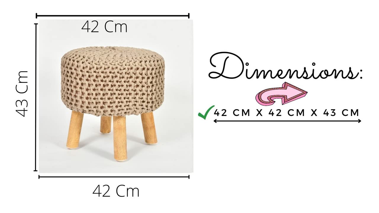Jute Pouffes Sitting Stool for Living Room Poof Puffy Wooden Ottoman Stools Cotton Poof Furniture Footrest Pouf Footstool for Office Home Decor, 42X42X43Cm, Cotton, Beige Jute Pouffes Sitting Stool for Living Room Poof Puffy Wooden Ottoman Stools Cotton Poof Furniture Footrest Pouf Footstool for Office Home Decor, 42X42X43Cm, Cotton, Beige
