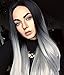 Produktbild Perücke Schwarz ombre Grau mit Pony für Damen Kunsthaar Synthetische Lang Perücken Frauen Kostüm Party Gotisch Cosplay Wig VD054A