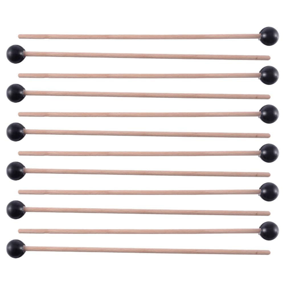 Bdfhjln 12 Pezzi Nel Gomma Morbida Testa Bastoni Manico Nel Legno Campana Bacchette per Glockenspiel Xilofono Campana Strumenti Musicali Parti Nero