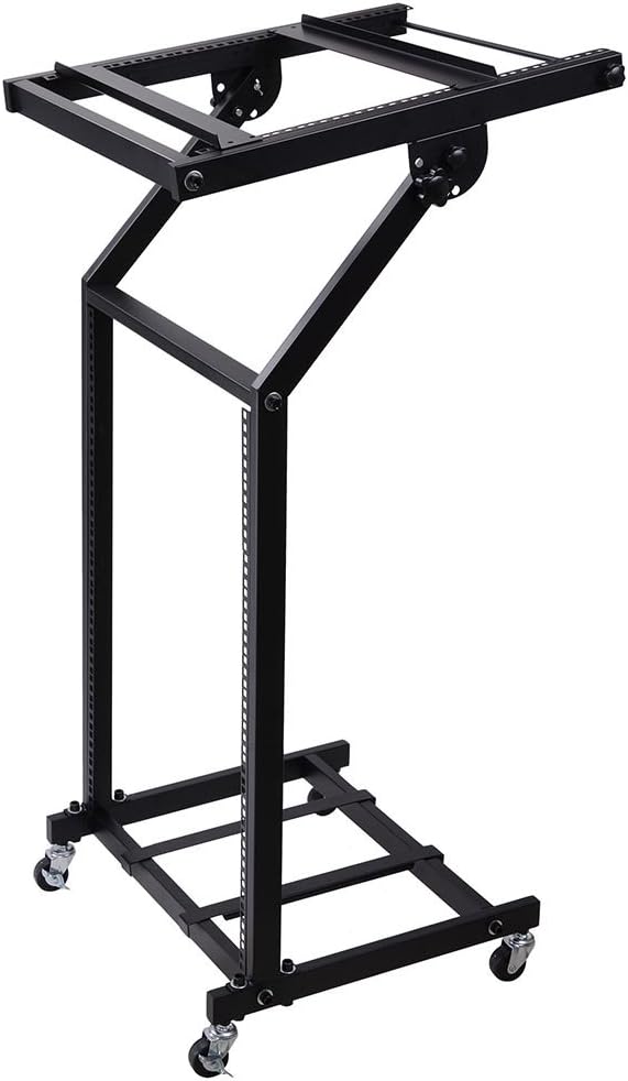 AW Rack Mount DJ Mixer Stand Studio Equipment Adjustable Stage Cart w/Wheel Music Party Show 16U : Musical Instruments