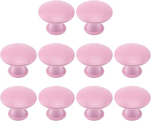 MY MIRONEY Perillas redondas para gabinete, color rosa, perillas de metal para cajones, manijas huecas para muebles con tornillos, paquete de 10 a