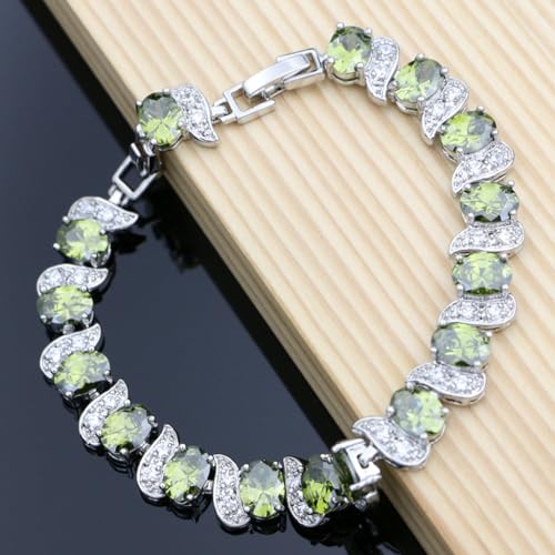 Image of LMXXVJ Fashion Tennis Bracelet Created Emerald White Gold Plated Charm Bracelet Gifts Jewelry for Women
