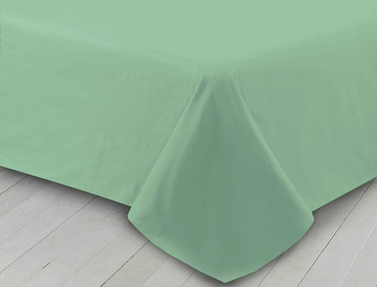 Householdfurnishing Mid Green Extra Depth Luxury Plain Dyed Flat Bed Sheet Poly Cotton Single Double King (, Double)