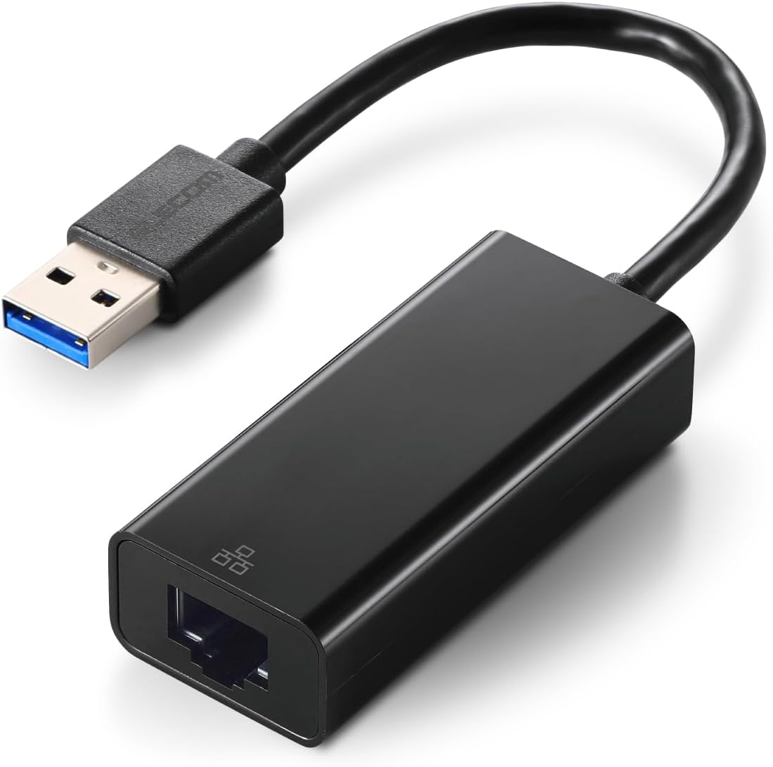 Elecom EDC-GUA3V3E-B USB Type A Wired LAN Adapter for Nintendo Switch/Windows/macOS (Black)