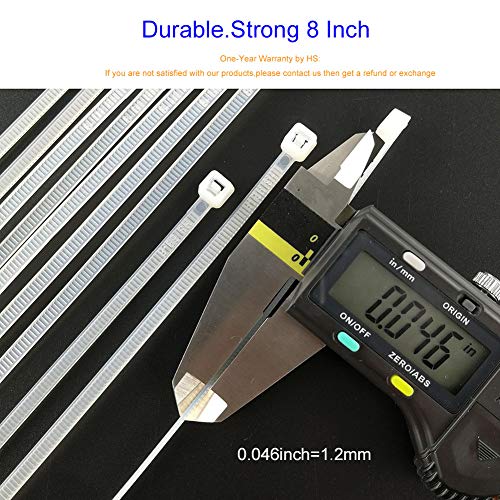 Hs Clear Zip Ties 8 Inch (Bulk-1000 Pack) Nylon Cable Ties 40 Lbs Self-Locking Wire Ties For Electronics Organizer #TOP2