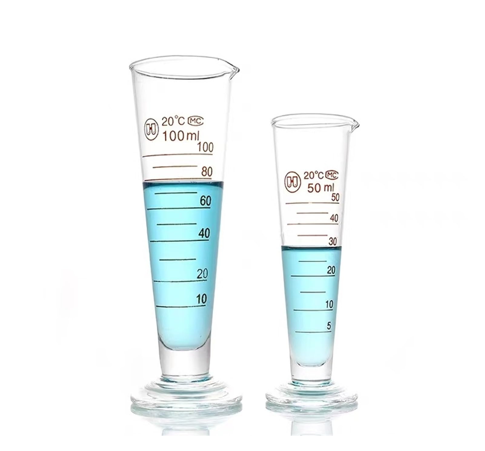 Laboratorio Misurino conico graduato Cilindro conico triangolare Attrezzatura da laboratorio(250mL 2pcs)