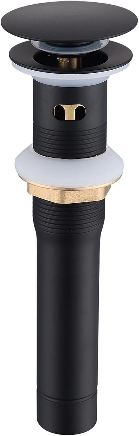 Black Bathroom Sink Drain Kit with Overflow, Pop Up Drain Kit Stainless Steel Vessel Sink Drain Assembly Strainer Stopper with Hair Catcher