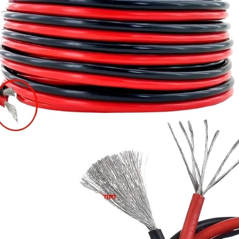 1 m/3/* M/5 m/10 m czerwony czarny 2 przewody równoległe 8-10-12-14-16-18-20-22-24-26-28-30 Gauge, elektryczny silikonowy ocynowany trzpień miedziany (300CM_10 AWG)