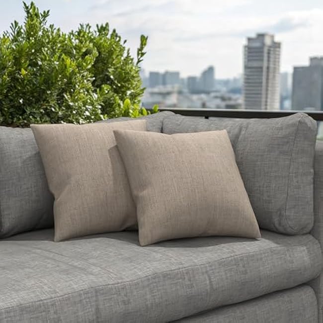 Covers & All Sunbrella Outdoor Throw Pillows, Pack of 2 Water Resistant & UV Fade Resistant Premium Square Throw Pillows (Inserts with Covers) for Indoor & Outdoor Use,18 x 18 Cast Ash