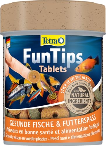 Tetra FunTips Tablets - an der Aquarium-Scheibe haftende Futtertabletten, optimal zum Beobachten der Fische geeignetes Fischfutter, 165 Tabletten