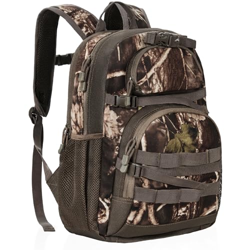 OUUTMEE Hunting Backpack, Camo Outdoor Hunting Pack for Bow or Rifle with Holder for Hunting, Camping, Hiking