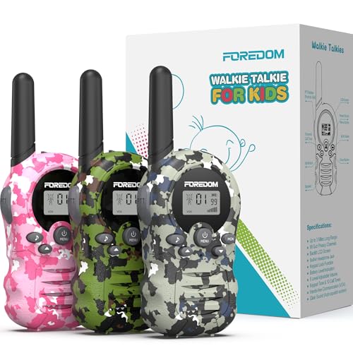 FOREDOM Walkie Talkies for Kids Walkie Talkies Long Range for Boys & Girls Age 3 to 12 Year Old Birthday Cool Army Toys - 3 Pack