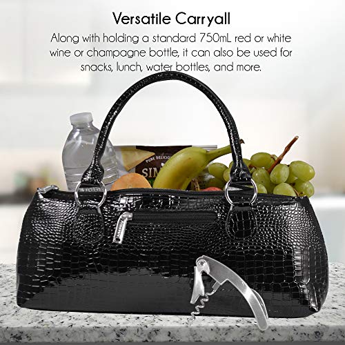 Image of Primeware Wine Clutch Bag (Thermal Insulated) Trendy Women's Carry Tote | Holds Red & White 750mL Bottles | Trendy Fashion | Incl. Portable Waiter-Style Corkscrew
