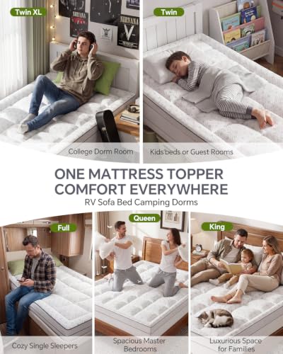 3 Inch King Mattress Topper Bamboo Viscose Thick Pillow Top Mattress Pad - image 8