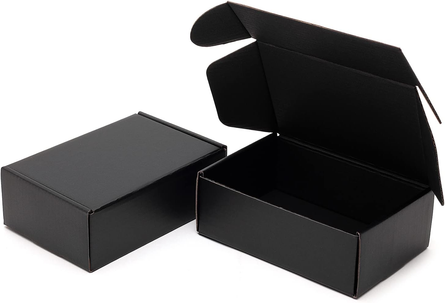 6x4x2 Inches Small Black Shipping Boxes 25 Pack - Corrugated Cardboard Mailing Box for Small Business, Tab Locking Literature Mailer for Packing Jewelry Ornament Gift Craft Packaging Supplier 6x4x2 Inches Black