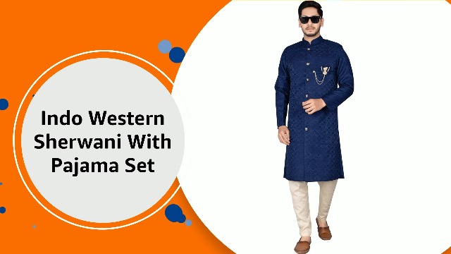 JBN Creation Set Sherwani e Dhoti indowestern in misto cotone per