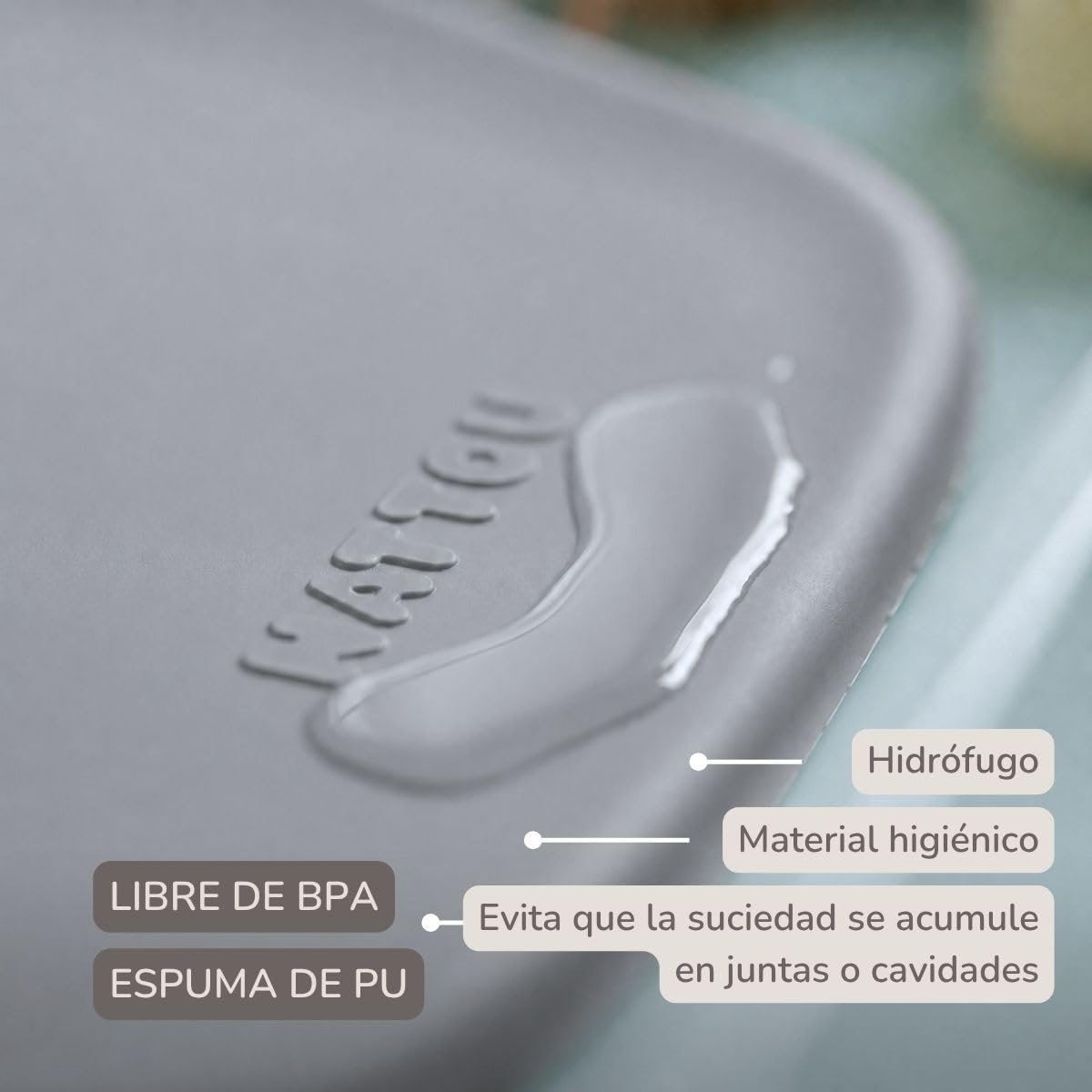 Nattou Cambiador bebe - Softy Cambiador silicona bebe de suave espuma de PU - Lavable - 50 x 70 cm - Gris