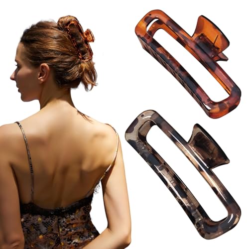 Nalodu XL Glossy Rectangle Claw Clips 5-Inch, 2-Pack (Neutral)