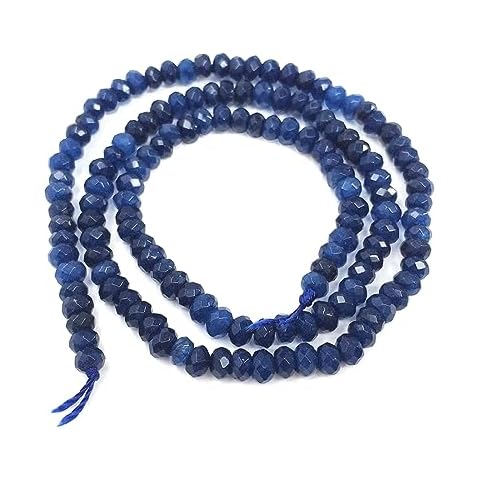 1 Strand Adabele Natural Dark Sapphire Blue Quartz Healing Gemstone 4mm Small Faceted Rondelle Loose Beads Gem Stone Spacer (107-115pcs) for Jewelry Making GH1R-7 Cover