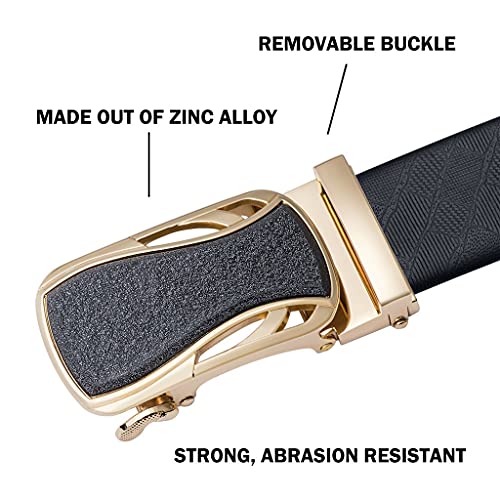 Belts for Men Elegant Gold Buckle Genuine Leather Belts Businss Party Gift Box Set Waist Strap (Color : A Size : 150cm) (A 140)4