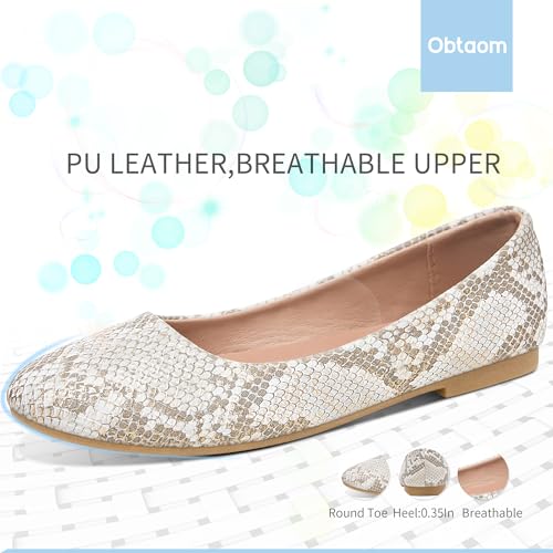 Image of Obtaom Round Toe Women Flat Shoes Slip on Girls Dress Black Ballet Flats