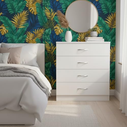 Image of Alpine Willow Engineered Wood Chest of Drawers for & Office|Filing Cabinet for Home /Office|Storage cabinets|4 Tier Drawers|Multipurpose Organiser for Bedroom,Hallway,Living Room (Frosty White)