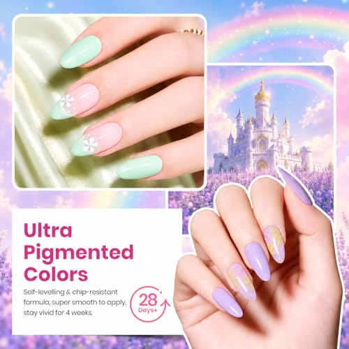 Image of Beetles Pastel Gel Polish Set - Rainbow Dreamscape 25 Colors Gel Polish Kit with Base Coat&Top Coat Soak Off UV Led Nail Set Glitter Colors Nail Art Kit Gift for Women