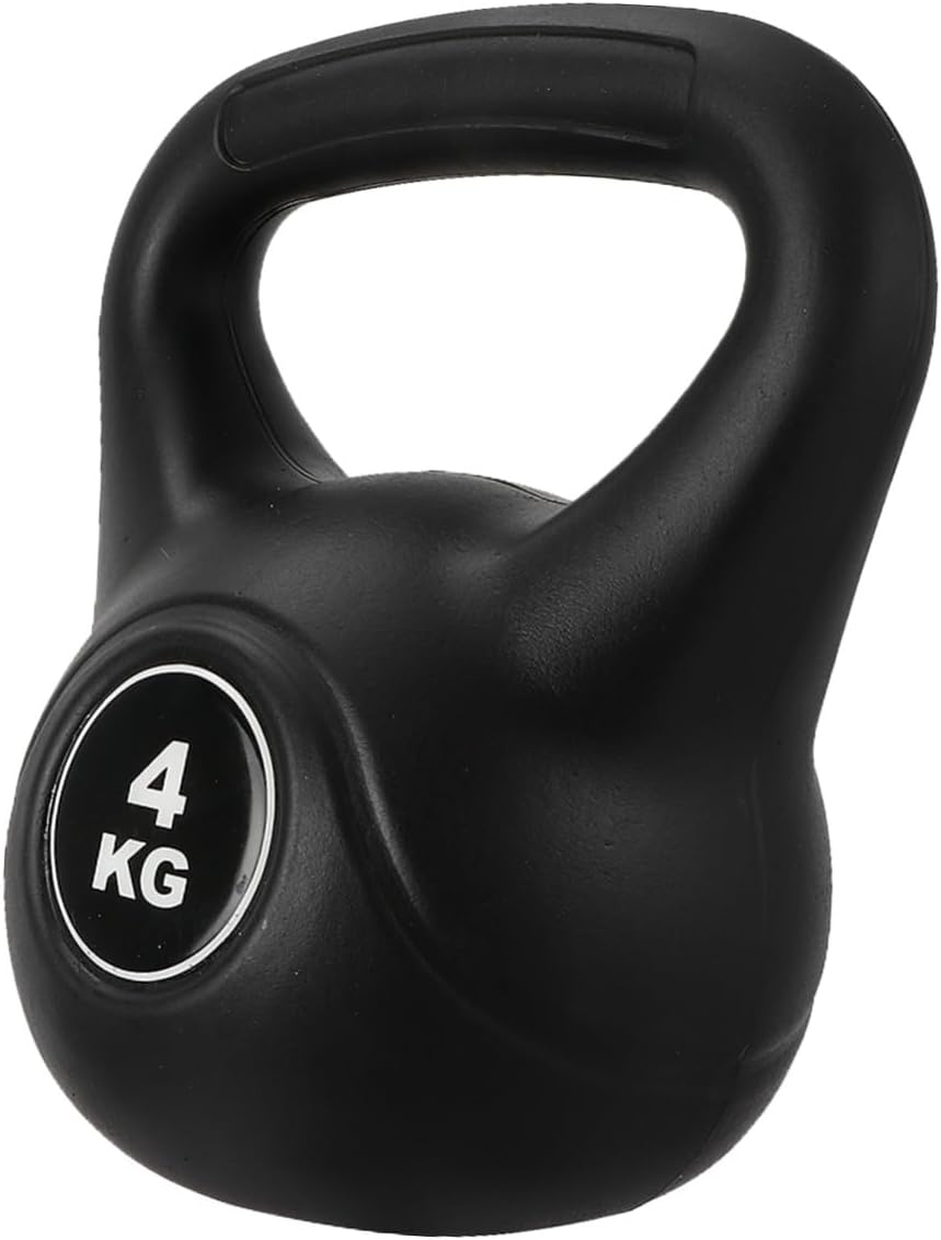 Mikinona Plastic Kettlebell 4kg Black Pe Material Portable Fixed Weight for Arm Muscle Training and Home Fitness Equipment