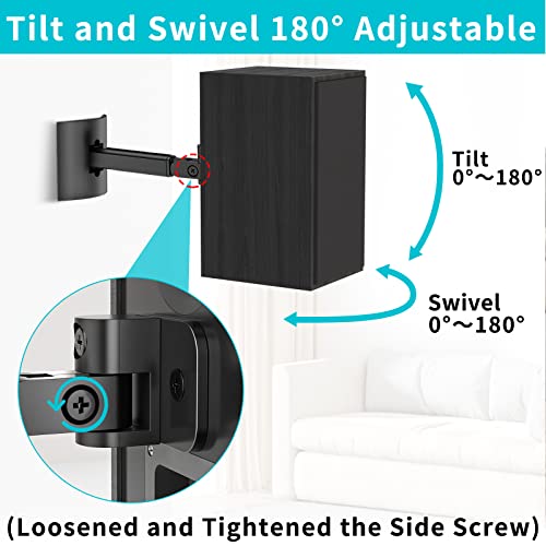 Tiebutie Speaker Wall Mount For Klipsch R-40M, Hdt-600 Speaker Mount, Adjustable Bookshelf Speaker Wall Ceiling Mount For Klipsch Speaker Swivel And Tilt Speaker Mounting Brackets, One Pack #TOP3