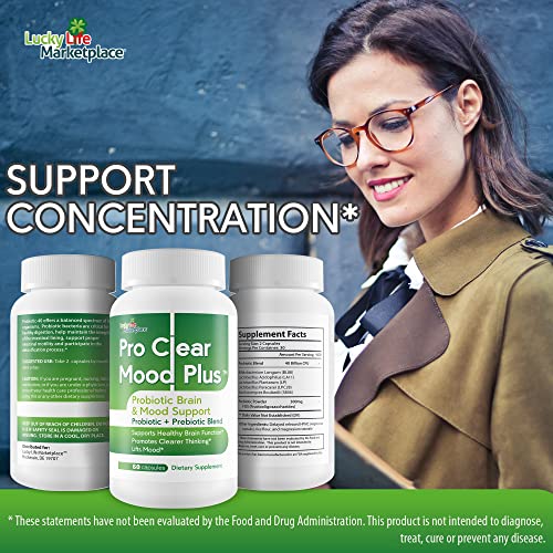 Pro Clear Mood Plus - Probiotic Brain & Mood Support - Promote Clear Thinking & Improved Mood - Support Emotional Well-Being & Brain Health - Probiotics For Mood Support - Aid Emotional Health #TOP5