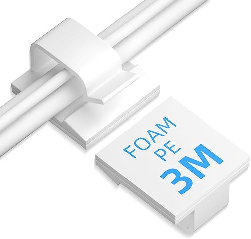 50 clips adhesivos negros grandes para cables, clips de luz para exteriores, ganchos de luz de Navidad, gestión de cables debajo del escritorio,