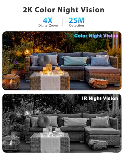 Xega 4G Cellular Security Camera Wireless Outdoor,No WiFi Needed 2K Color Night Vision CCTV Camera With SIM Card,7800mAh Battery,6W Solar Panel,Human/Area Detection,2-Way Audio,TF/Cloud Storage,IP66 - Image 4