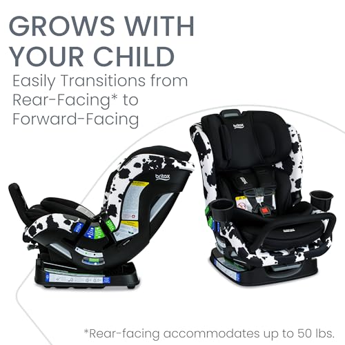 Image of Britax Poplar S Convertible Car Seat, Slim 17 inch Design - Cowmooflage | 2-in-1 Car Seat, Extended Rear Facing, Slim Car Seat, Easy Installation With ClickTight, Anti-Rebound Bar, SafeWash Fabrics