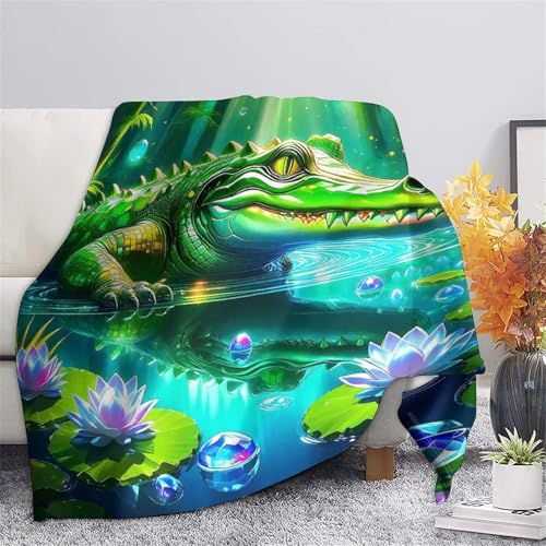 Couverture crocodile imprimée 3D en microfibre douillette 150x200 cm pour lit