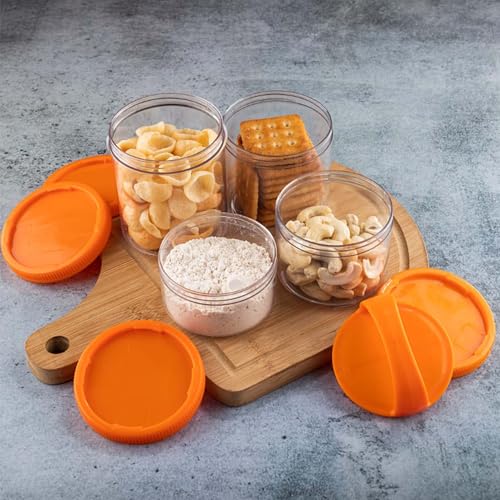 Image of GROB StackIt 4-Layer Stackable Snack Container with Handle | Airtight Food Storage Jar | Multipurpose Dry Fruit, Biscuit & Namkeen Box | BPA Free Plastic | Travel & Kitchen Storage (Pack 3)
