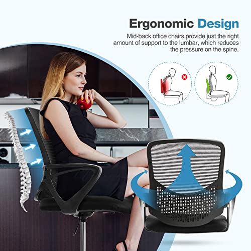 Jhk OFL368FBK Drafting Home Office Tall Computer Standing Desk Task Chair With Adjustable Foot Ring And Armrest, Breathable Mesh, Ergonomic Lumbar Support, 360° Swivel Rolling thumb #5