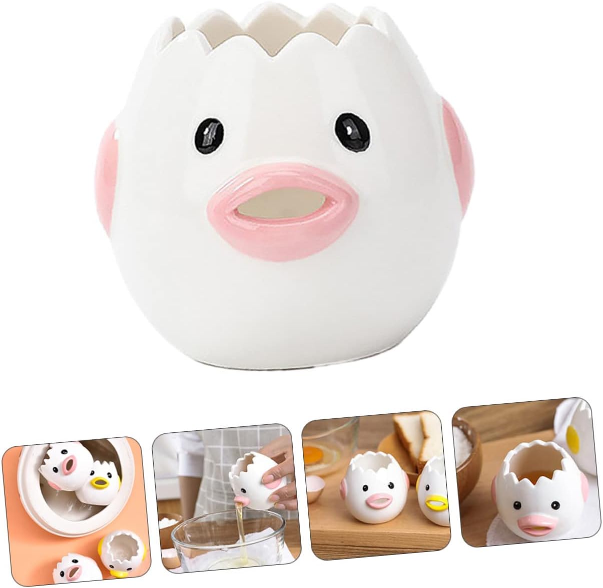 Ceramic Egg Separator Pink Oval Chicken Mouth Yolk Divider