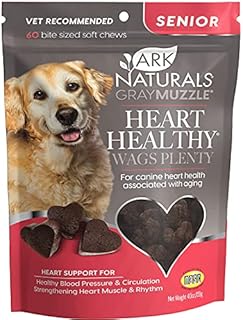 Ark Naturals Gray Muzzle Heart Healthy Wags Plenty Dog Chews, Vet Recommended for Senior Dogs to Support Heart Muscle, Blood Pressure and Circulation, Natural Ingredients, 60 Count