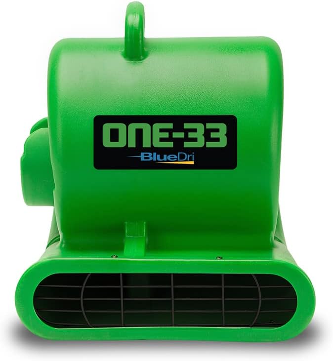 BlueDri One-33 Air Mover, 1/3 HP 2900 CFM - Ventilador industrial para restauración de inundaciones y alfombra de secado de suelos (verde)
