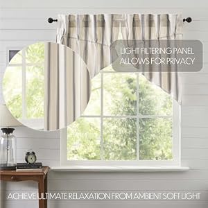 VHC Brands Grace Grain Sack Stripe Classic Swag Set of 2 36x36x16 Prairie