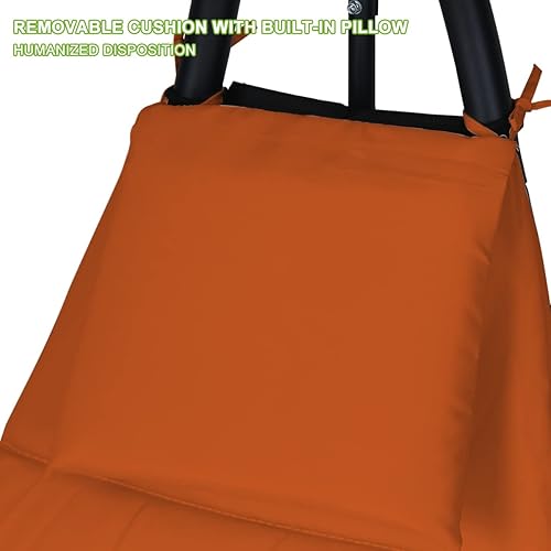 Miniatura 7 de Hamaca mecedora para exteriores, con soporte y toldo, columpio de porche con cojín suave y reposacabezas extraíble, silla mecedora reclinable al