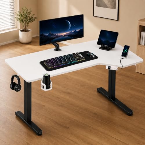 Image of Artidesk Pisthol Electric Height Adjustable Standing Desk L-Shaped Sit Stand Office Gaming Table for Home 140x85cm | USB-C | LED Display | 3 Memory Presets | Timer | Anti-Collision | 80kg Capacity