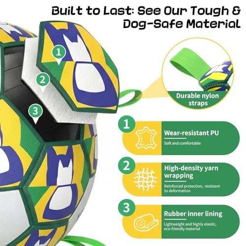 Image of Dog Soccer Ball with Straps, 6 Inch for Small and Medium Dogs, B | Footable Floating Dog Toy for Training, Fetch & Water Play, Interactive Dog Toys with Pump and Needle for Inflation