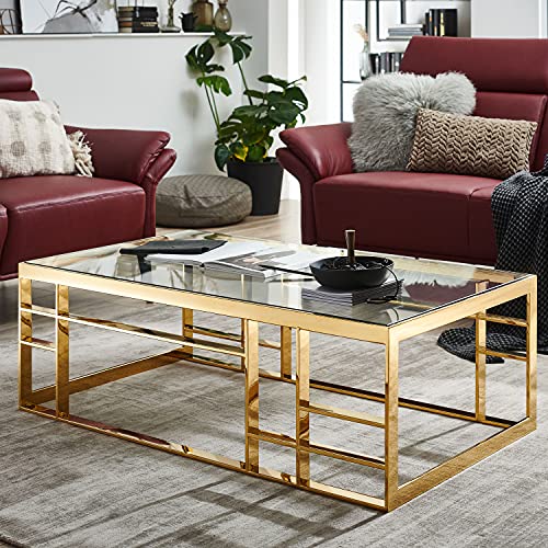 Moebella® Couchtisch Castino, Glastisch, Gold Cover