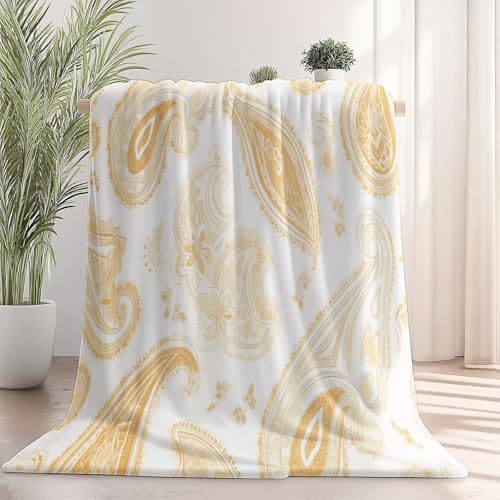 Manta de Franela para Adultos y Niños – Cobertor Decorativo Estampado Cachemir Textura onírico con Estampado Albaricoque, Tamaño 220×240 cm– Ideal para Invierno y Todas Las Estaciones