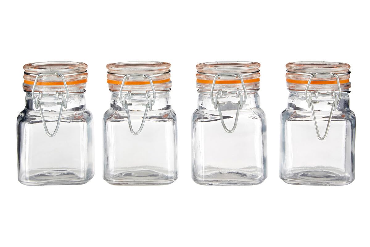 Premier Housewares Set Of 4 Glass Jars 90Ml Ideal For Preserving Spices Herbs