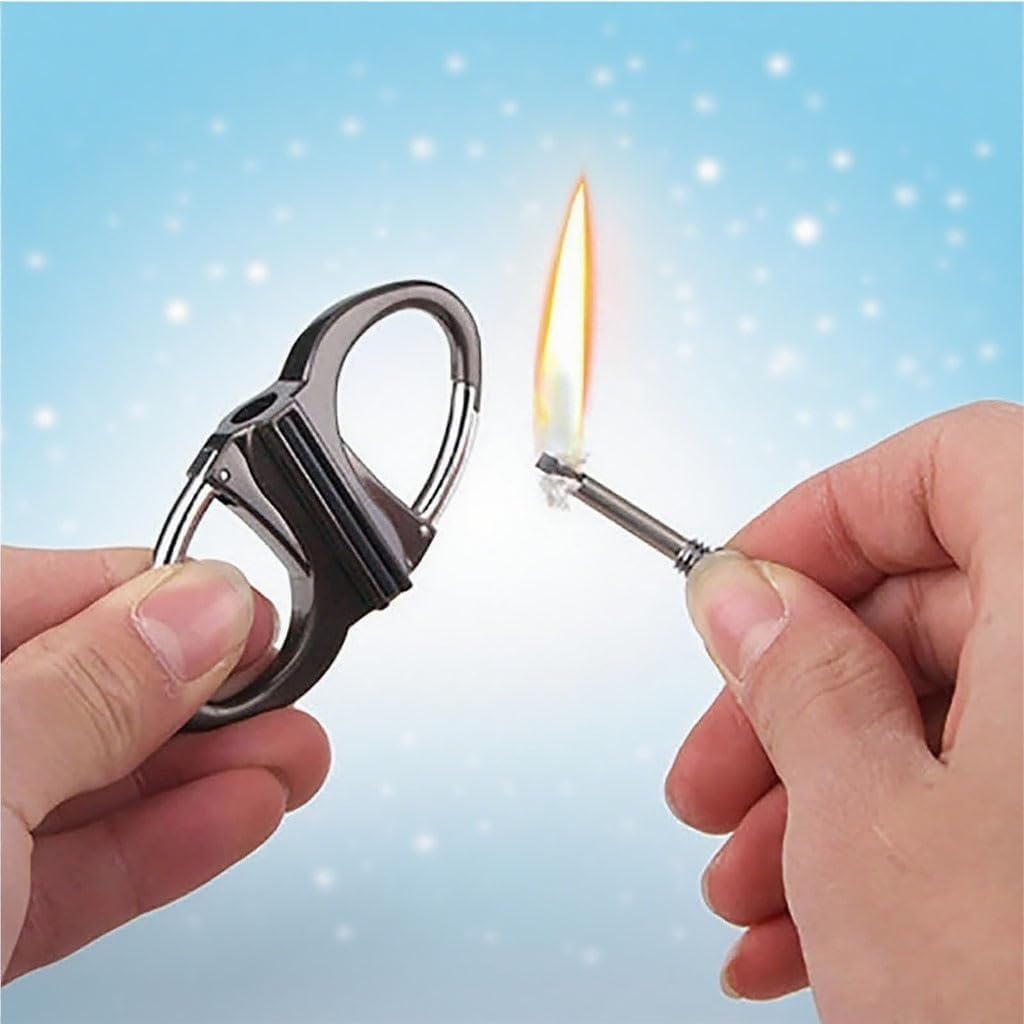 Metal Keychain Lighter, Permanent Match Kerosene Lighter, Outdoor Portable, Suitable for Outdoor Camping Gift(2pack Gold)